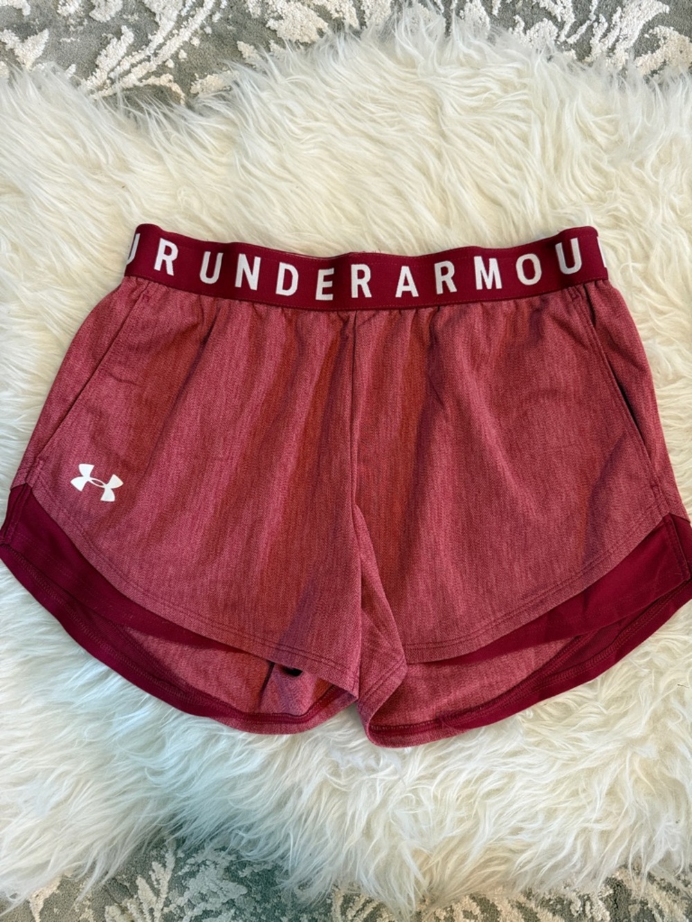 Under Armour Women's Maroon Logo Waistband Athletic Shorts
